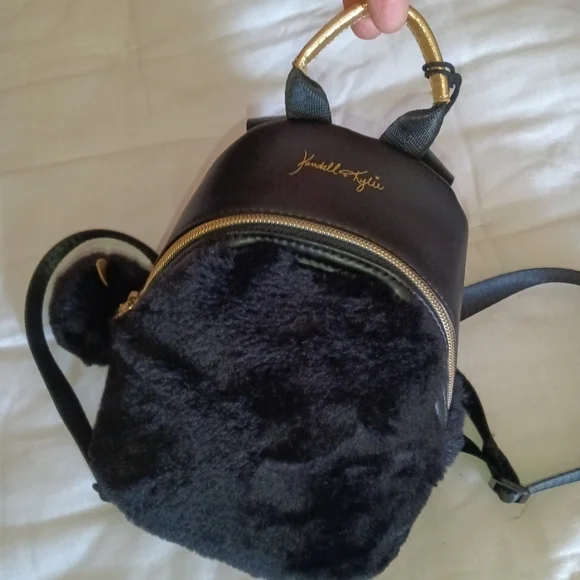 KENDALL & KYLIE Black Faux Fur Mini Backpack Kendall & Kylie | Bags | Kendall Kylie Faux Fur Black  main image 2